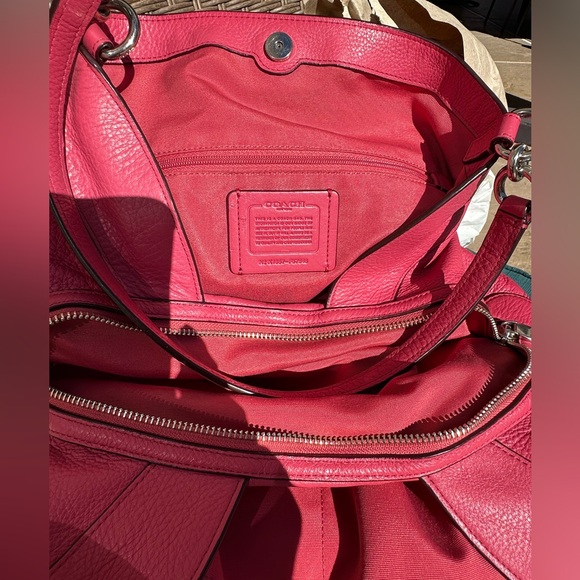 COACH LEXY Pink Oxblood Pebbled Leather Shoulder Tote Like Butter Soft 14x11x5D - Picture 13 of 16
